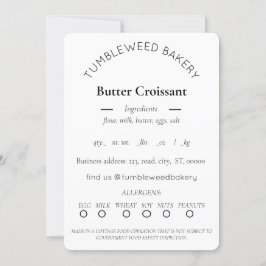 Convite Modelo de etiqueta de Comida de algodão simples