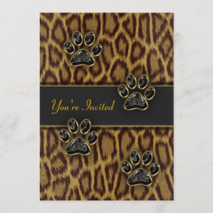 Convite Modelo de Festa com Estampa de Leopardo