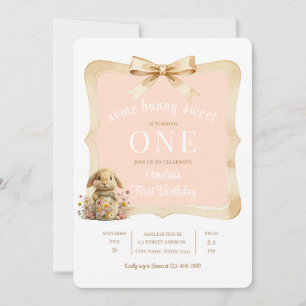 Convite Modelo de Festa da Menina Coelho Floral