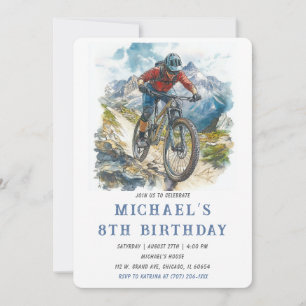 Convite Modelo de Festa de Aniversário de 8 anos de Bicicl