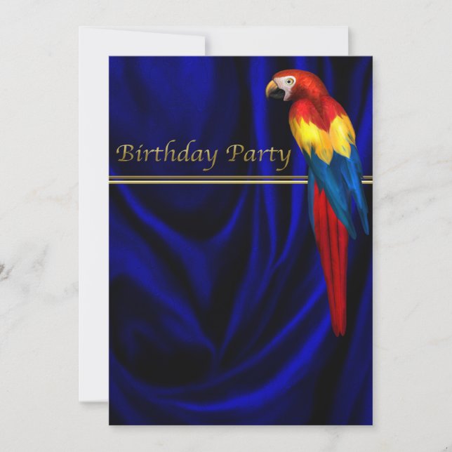 Convite Modelo de festa de aniversário de arara azul em ce (Frente)
