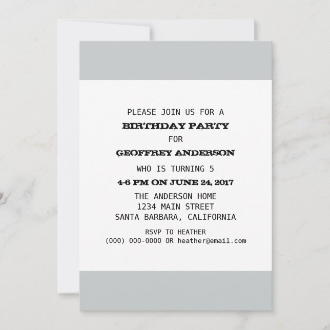 Convite Modelo de Festa de aniversário de criança (Frente)