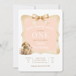 Convite Modelo de festa de coelho floral para menina