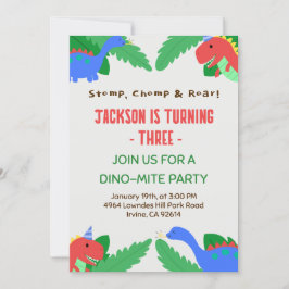 Convite Modelo de festa de dinossauro divertida para crian