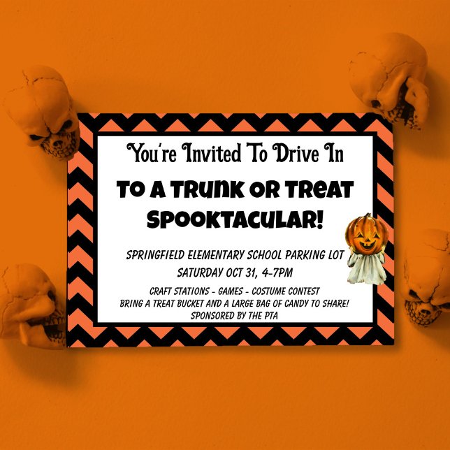 Convite Modelo de Festa de Halloween para Crianças Trunk o (Criador carregado)