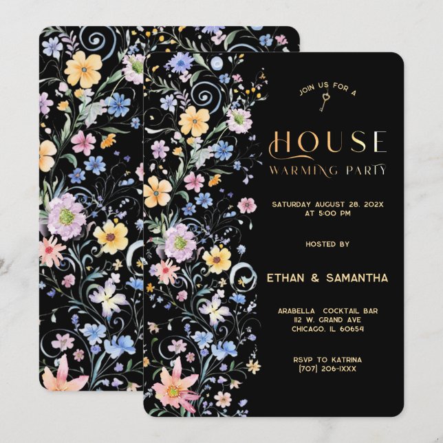 Convite Modelo de Festa de Inauguração da Casa de Flores S (Frente/Verso)