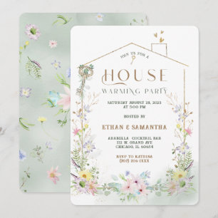 Convite Modelo de Festa de Inauguração de Casa com Flores 