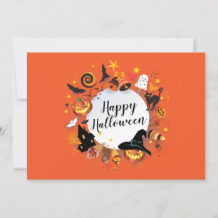 Convite Modelo de festa feliz de Halloween laranja mágico 