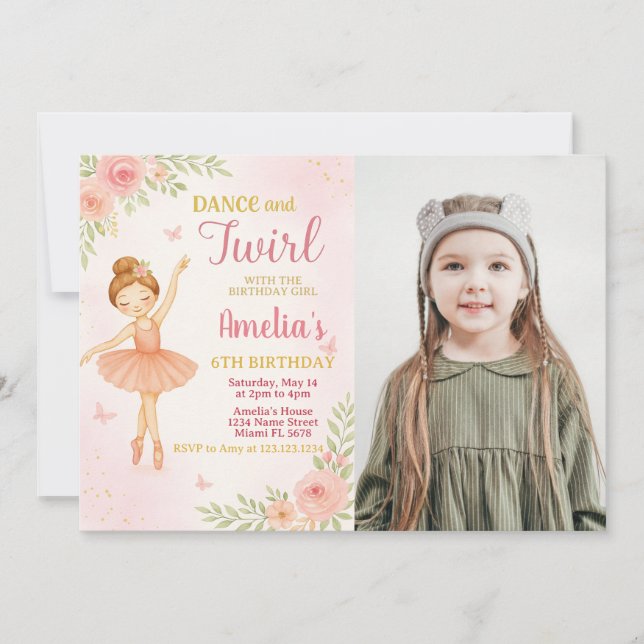 Convite Modelo de Festas de Dança Rosa Editáveis para Rapa (Frente)
