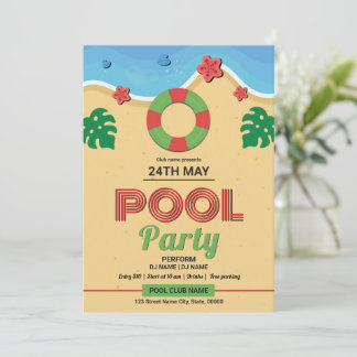 Convite Modelo de Folheto de Festa de Piscina de Verão