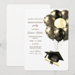 Convite Modelo de Formatura Dourado e Preto