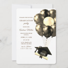 Convite Modelo de Formatura Dourado e Preto