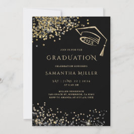 Convite Modelo de Formatura Preto e Dourado