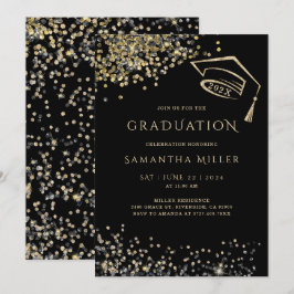 Convite Modelo de Formatura Preto e Dourado
