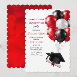 Convite Modelo de Formatura Vermelho e Preto