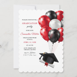 Convite Modelo de Formatura Vermelho e Preto