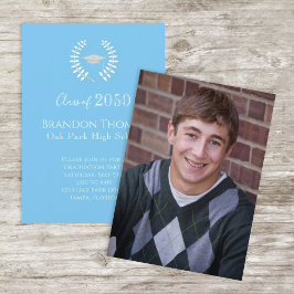 Convite Modelo de Foto Azul Carolina do formando Simples