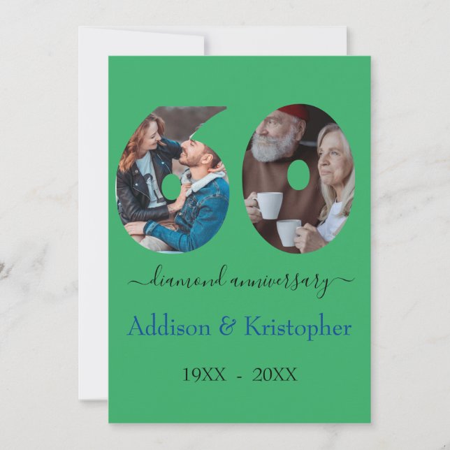 Convite Modelo de Foto de Amor de Diamond com 60 anos (Frente)