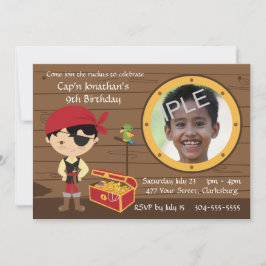 Convite Modelo de Foto de Aniversário do Crânio Pirata