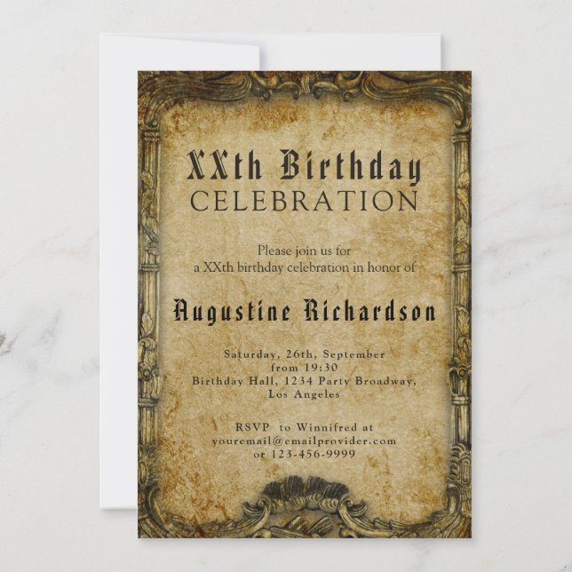 Convite Modelo de Foto de Aniversário Personalizado Retro  (Verso)