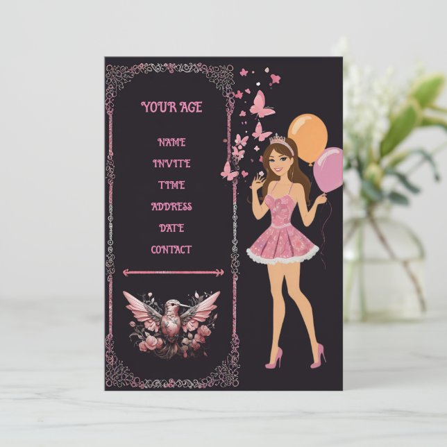 Convite Modelo de foto de aniversário que você pode person (Em pé/Frente)