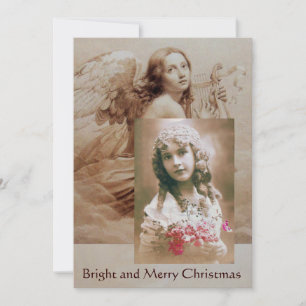 Convite MODELO de foto de ANJO TOCANDO LIRA SOBRE AS NUVEN