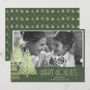 Convite Modelo de Foto de Árvores de Natal Verde ID863