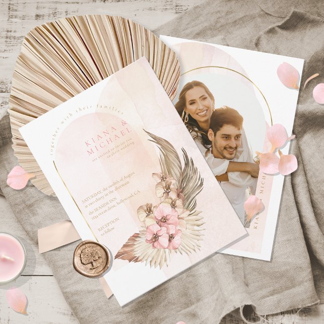 Convite Modelo de Foto de Casamento Boho Oasis ID959 (Criador carregado)