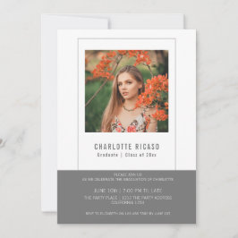 Convite Modelo de Foto de Graduado Personalizado Cinza Bra