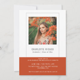 Convite Modelo de Foto de Graduado Personalizado Laranja B