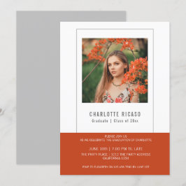 Convite Modelo de Foto de Graduado Personalizado Laranja B