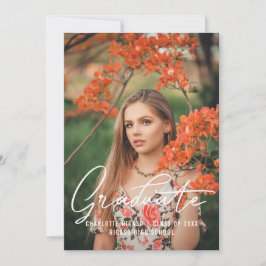 Convite Modelo de Foto de Graduado Personalizado Laranja Q