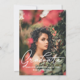 Convite Modelo de Foto de Graduado Personalizado Rosa