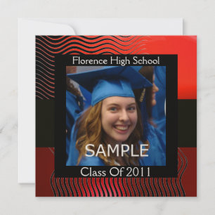 Convite MODELO DE FOTO DE ONDAS ESTILOSAS MONOGRAMA, Preto