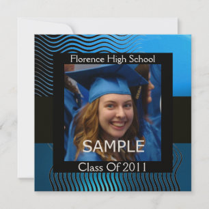 Convite MODELO DE FOTO DE ONDAS ESTILOSAS MONOGRAMA, Preto