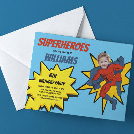 Convite Modelo de Foto de Super-Herói Aniversário Infantil