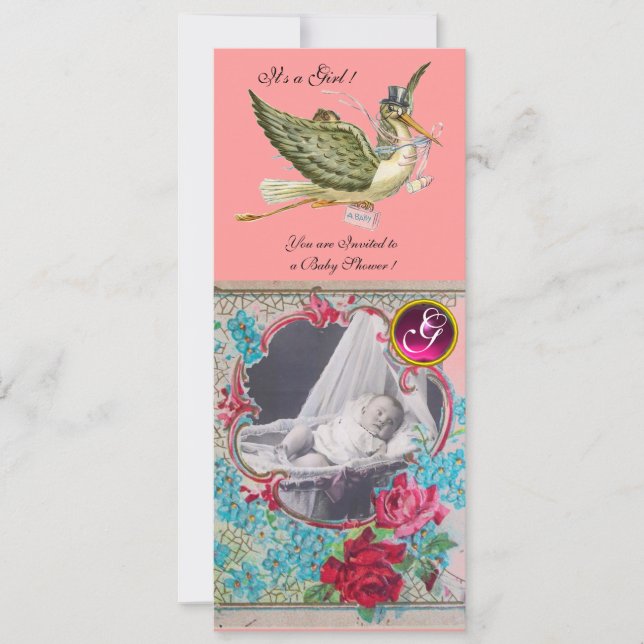 CONVITE MODELO DE FOTO DO MONOGRAMA DO CHÁ DE FRALDAS STOR (Frente)