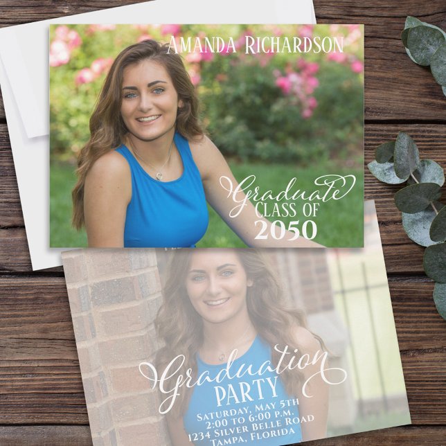 Convite Modelo de Foto do Script de Graduação Dois (Criador carregado)