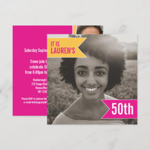 Convite Modelo de foto do sinalizador brilhante 50ª festa
