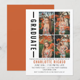 Convite Modelo de Foto Moderna de Graduação Personalizado