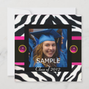 Convite Modelo de Foto Monograma PELE DE ZEBRA PRETA AZUL 