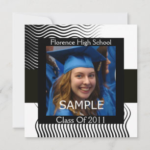 Convite MODELO DE FOTO ONDAS ESTILOSAS MONOGRAMA, preto br