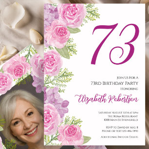 Convite Modelo de foto personalizado de rosas cor-de-rosa