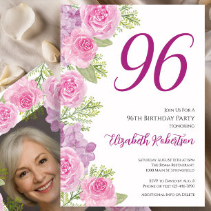 Convite Modelo de foto personalizado de rosas cor-de-rosa 