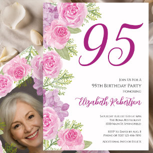 Convite Modelo de foto personalizado de rosas cor-de-rosa 