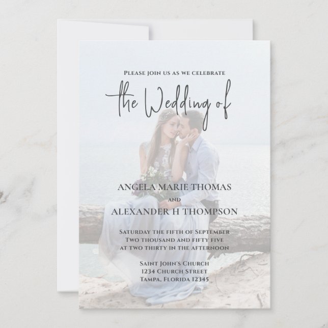 Convite Modelo de Foto RSVP de Código QR Elegante (Frente)