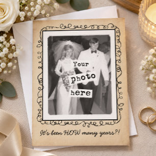 Convite Modelo de Foto Vintage de Aniversário de Casamento