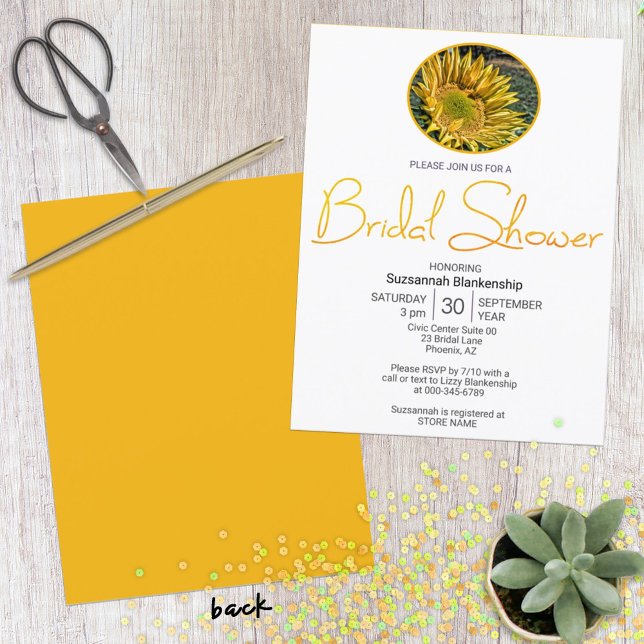 Convite Modelo de fotografia de girassol da borda superior (double sided invitation)