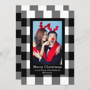 Convite Modelo de Fotografia de Padrão de Xadrez Buffalo P