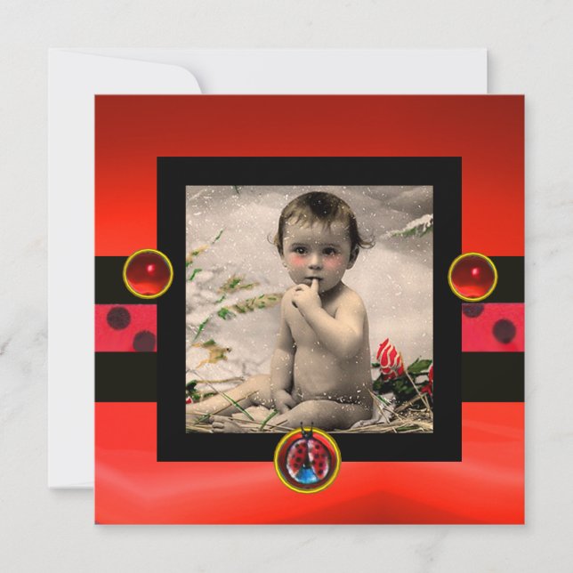 Convite Modelo de Fotografia do Monograma LADYBUG BRANCO V (Frente)